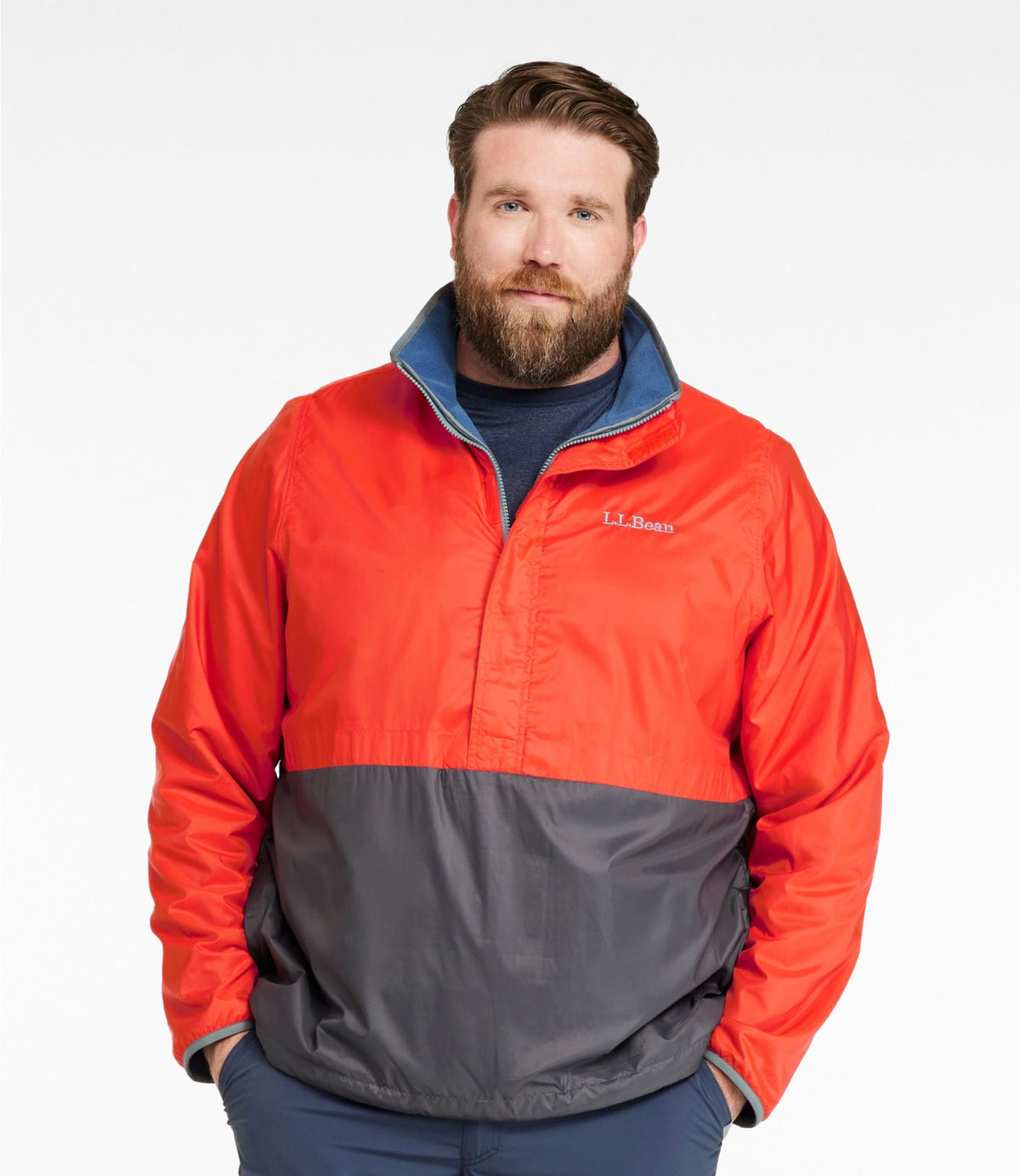 L.L.Bean Men's Bean's Classic Reversible Anorak Cherry Tomato/Iron