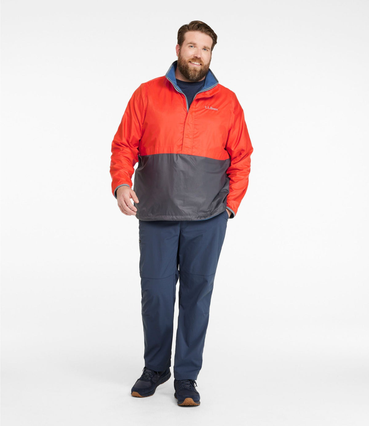 L.L.Bean Men's Bean's Classic Reversible Anorak Cherry Tomato/Iron