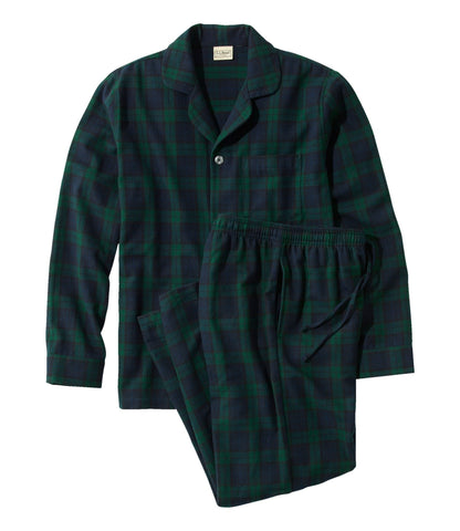 L.L.Bean Men's Scotch Plaid Flannel Pajamas Black Watch Tartan