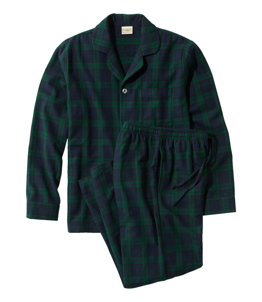 L.L.Bean Men's Scotch Plaid Flannel Pajamas Black Watch Tartan