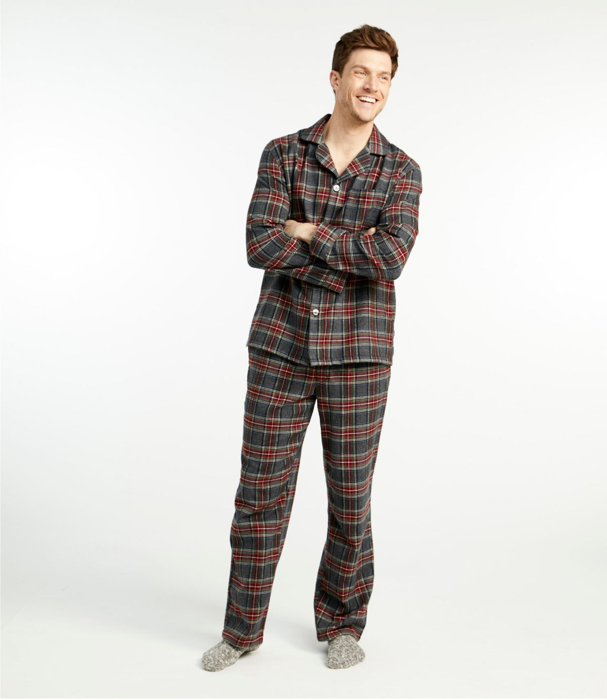 L.L.Bean Men's Scotch Plaid Flannel Pajamas Black Watch Tartan