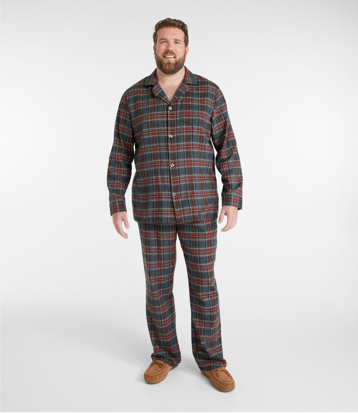 L.L.Bean Men's Scotch Plaid Flannel Pajamas Black Watch Tartan