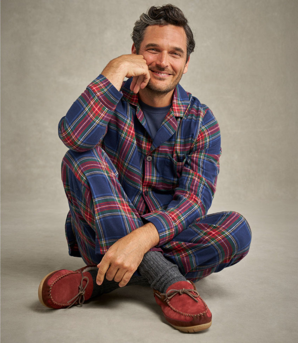 L.L.Bean Men's Scotch Plaid Flannel Pajamas Black Watch Tartan