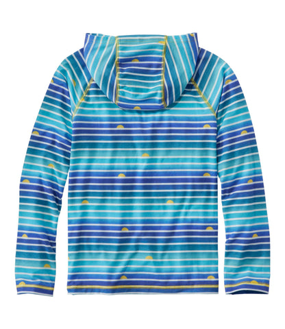 L.L.Bean Kids' Everyday SunSmart® Hooded Tee, Long-Sleeve Stripe Hot Coral