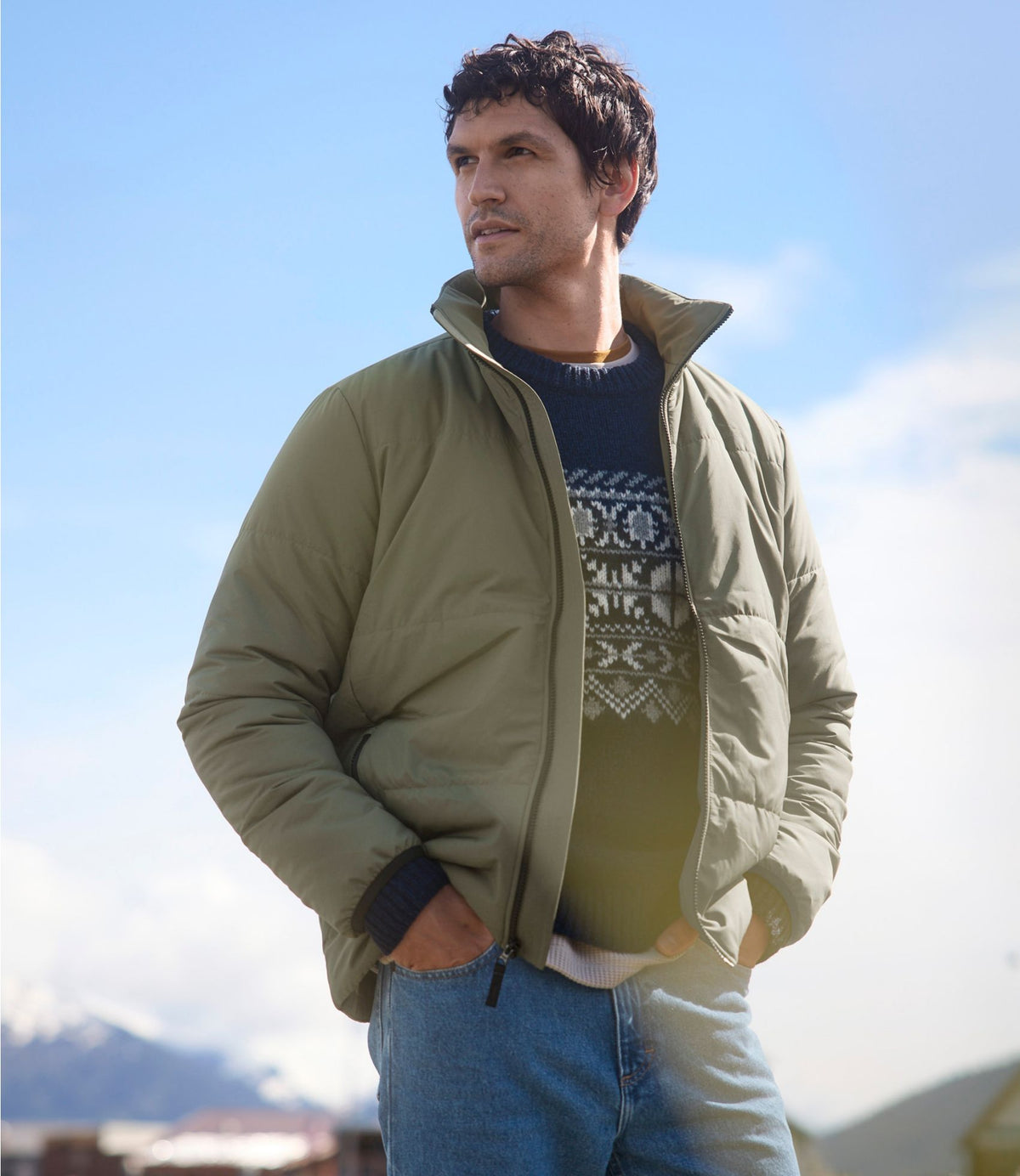 L.L.Bean Men's Venture Puffer Jacket Olive Gray