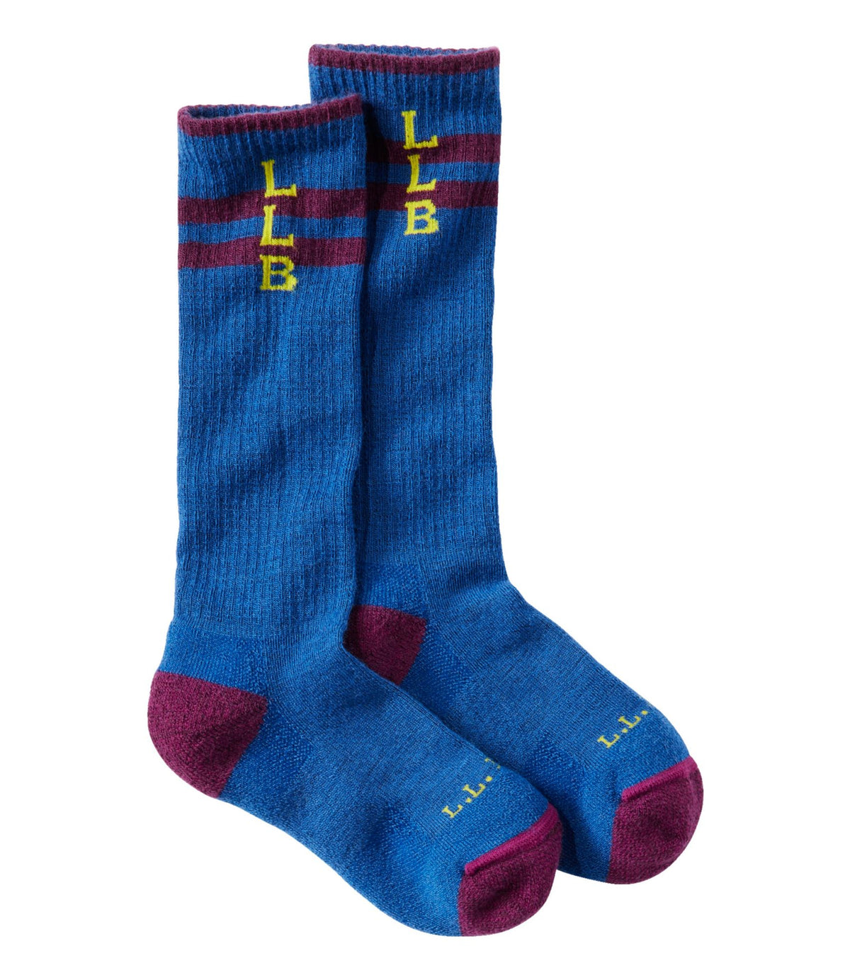 L.L.Bean Kids' Katahdin Over-the-Calf Socks Arctic Blue/Lilac