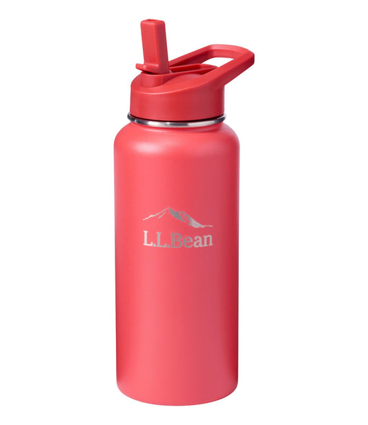 L.L.Bean Bean Canteen Insulated Straw Water Bottle, 32 oz. Cherry Tomato