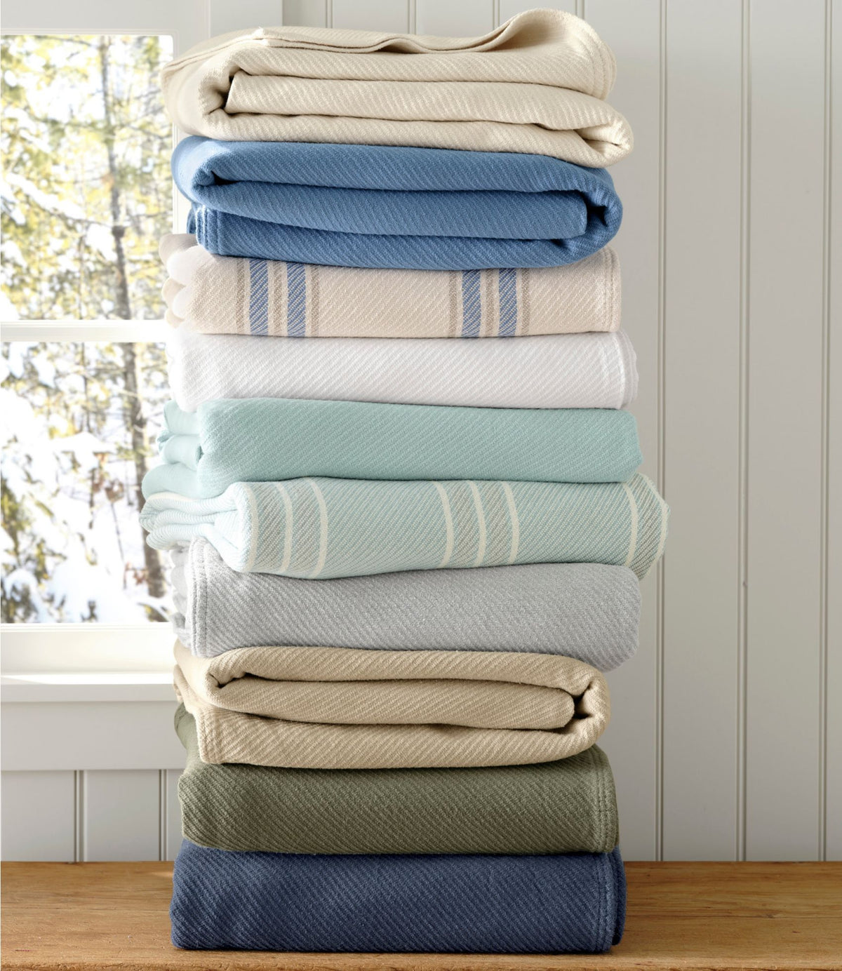 L.L.Bean Maine Twill Blanket, Stripe Natural