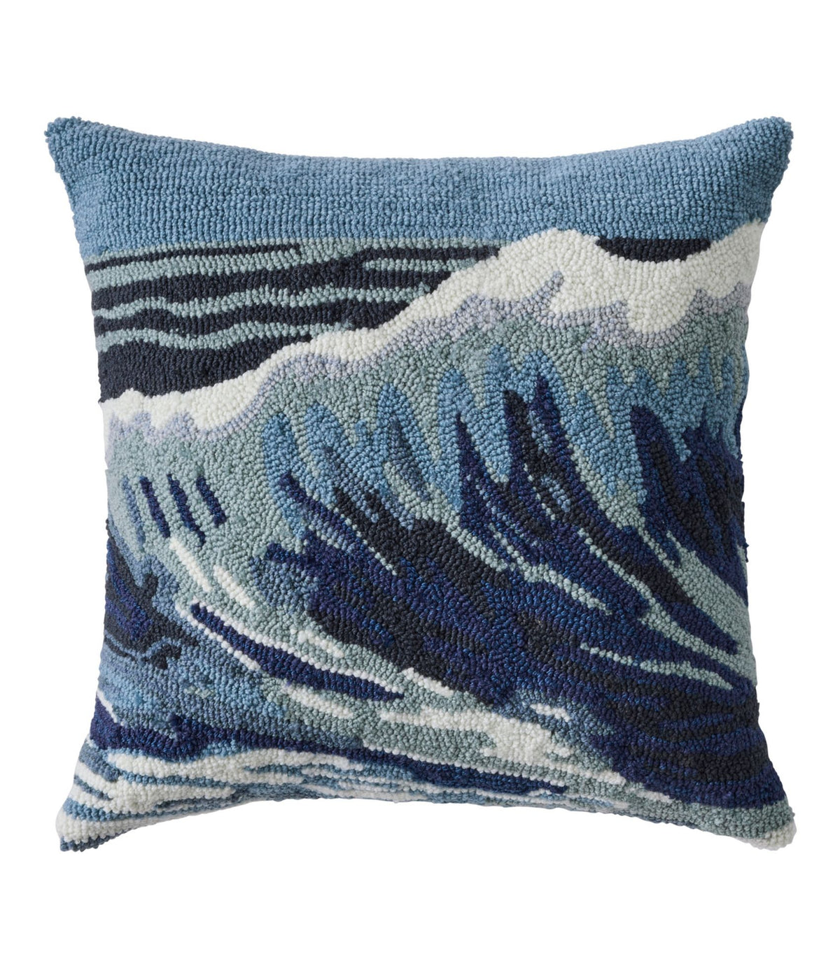 L.L.Bean Indoor/Outdoor Hooked Pillow, Ocean Waves, 18" x 18" Multi