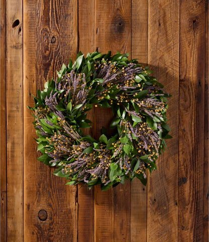 L.L.Bean Ruscus and Lavender Wreath, 20"
