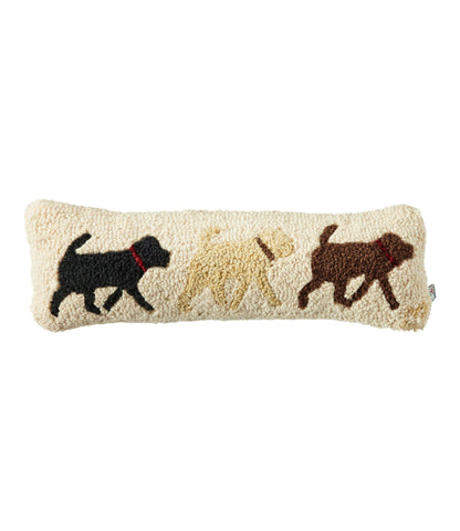 L.L.Bean Wool Hooked Throw Pillow, Lab Trio, 8" x 24"