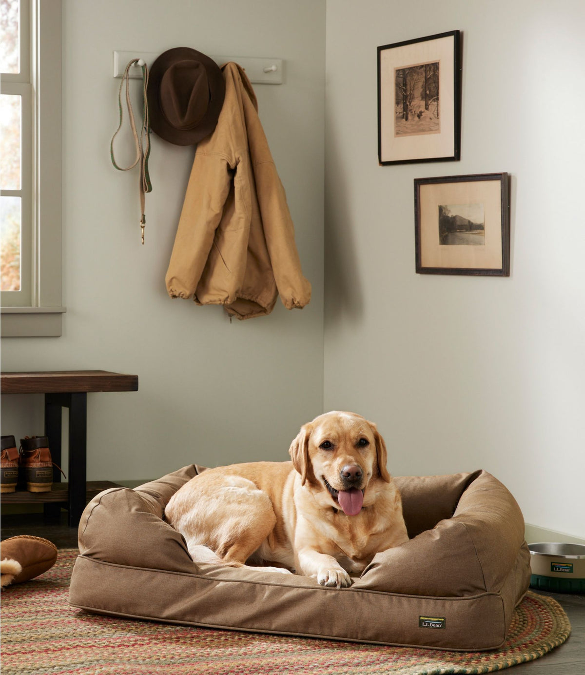 L.L.Bean Premium Denim Dog Couch Burlap