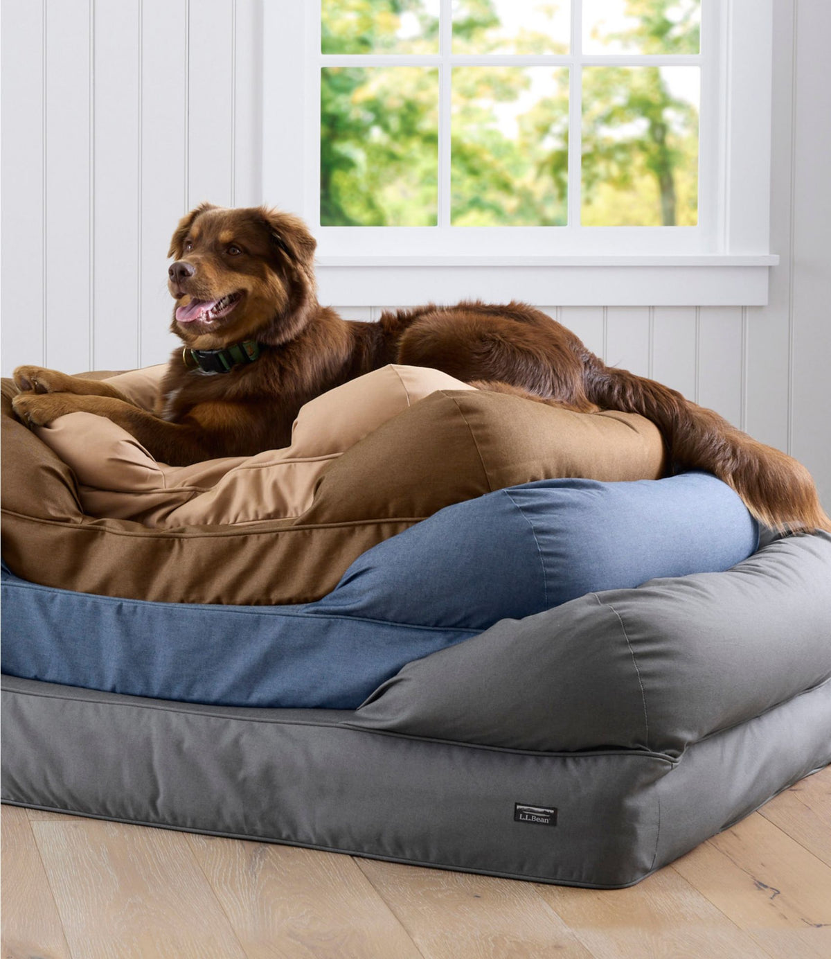 L.L.Bean Premium Denim Dog Couch Burlap