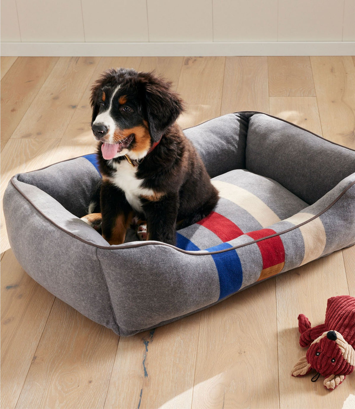 L.L.Bean Cabin Stripe Dog Bed Grey