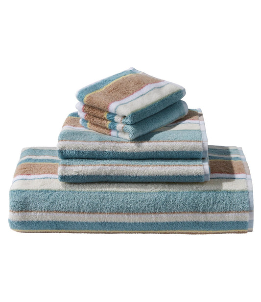 L.L.Bean Bean's Organic Cotton Towel, Stripe Blue Quartz