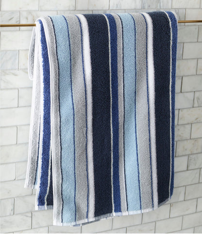 L.L.Bean Bean's Organic Cotton Towel, Stripe Blue Quartz