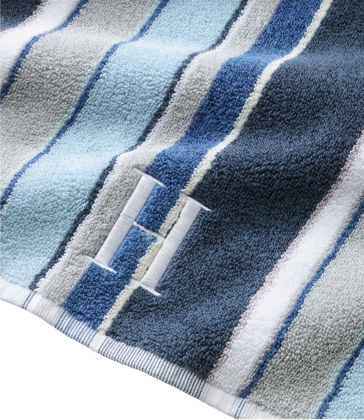 L.L.Bean Bean's Organic Cotton Towel, Stripe Blue Quartz