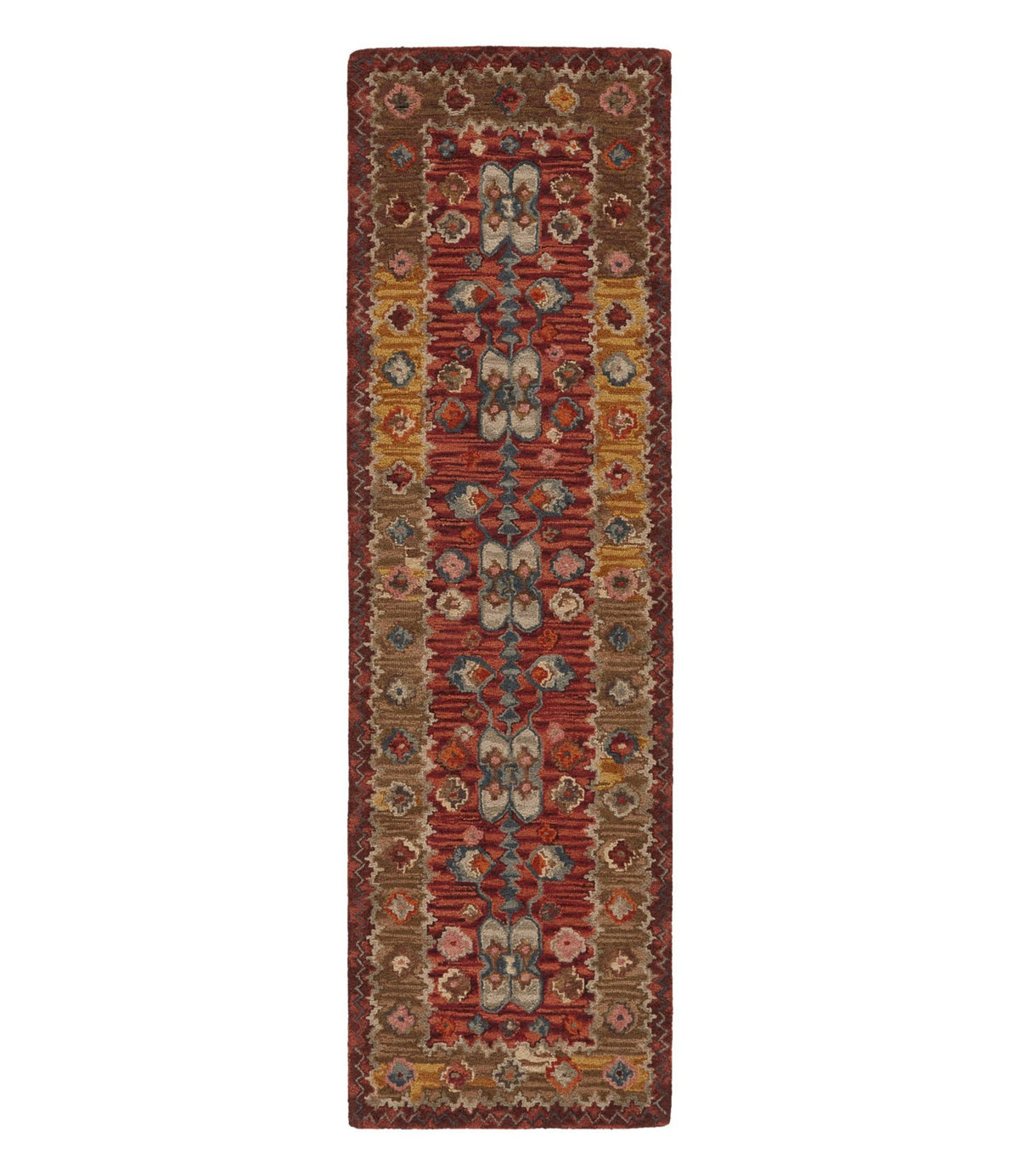 L.L.Bean Double Border Wool Hooked Runner, Sienna Multi Sienna Multi