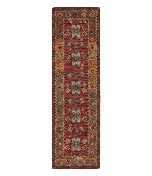L.L.Bean Double Border Wool Hooked Runner, Sienna Multi Sienna Multi