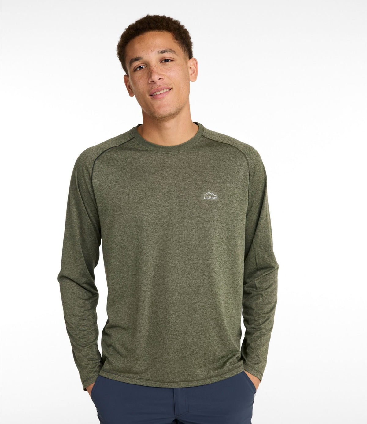L.L.Bean Men's Bean's Access Trail Tee, Long-Sleeve Carbon Navy