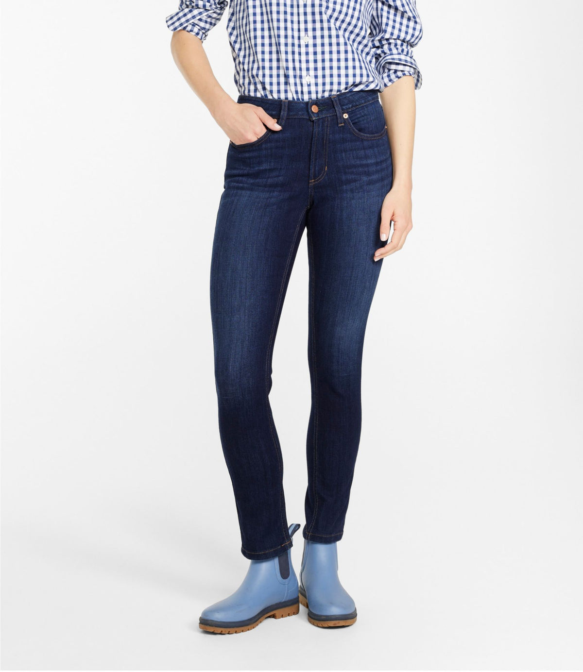 L.L.Bean Women's BeanFlex® Jeans, High-Rise Slim-Leg Ankle Rinsed