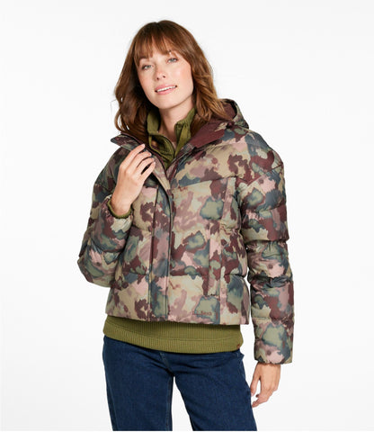 L.L.Bean Women's Popham Puffer Jacket, Print Mauve Taupe Blurred Camo
