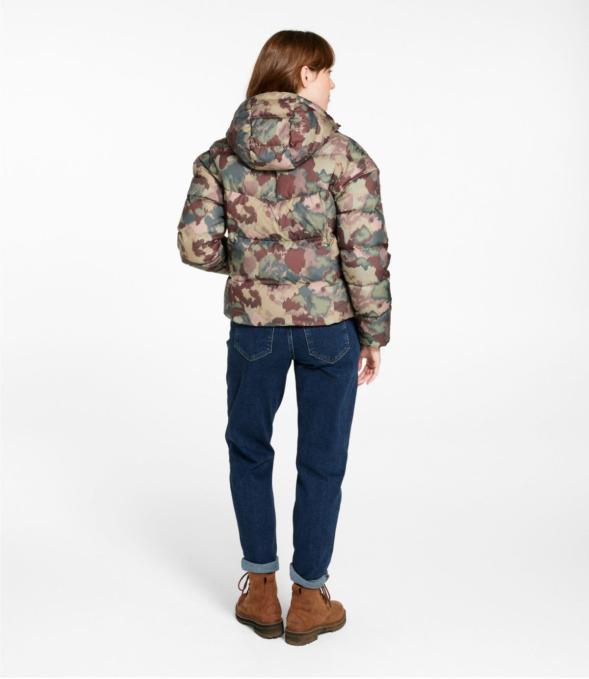 L.L.Bean Women's Popham Puffer Jacket, Print Mauve Taupe Blurred Camo