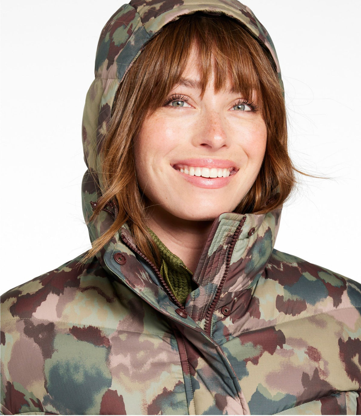 L.L.Bean Women's Popham Puffer Jacket, Print Mauve Taupe Blurred Camo