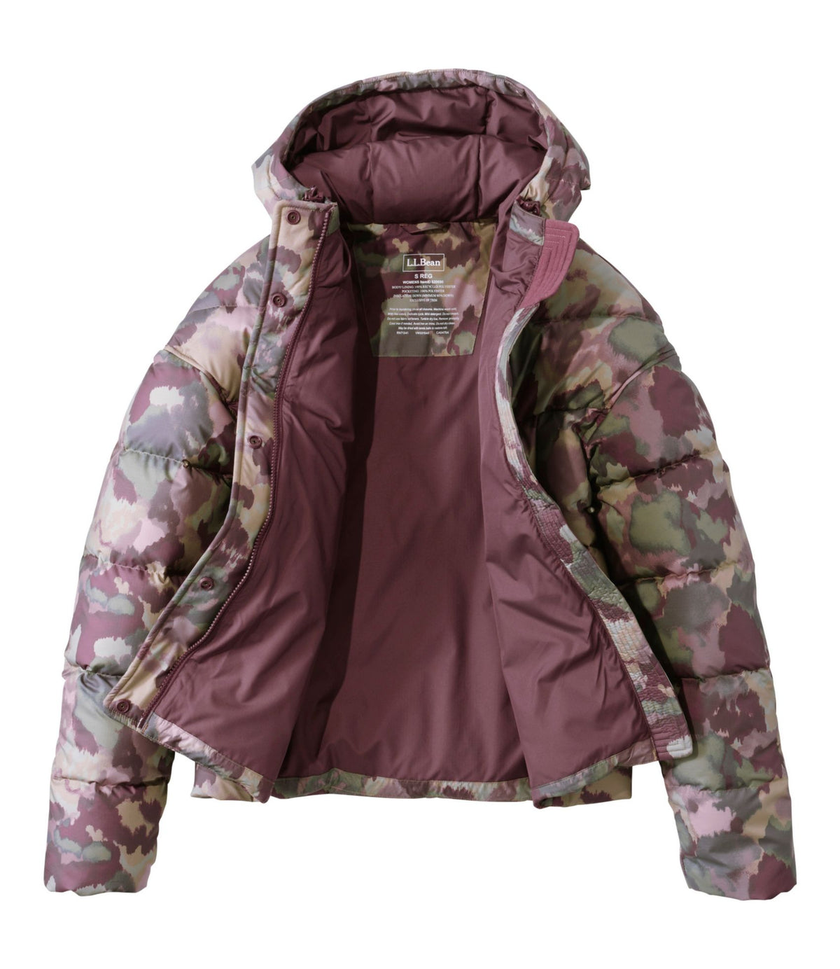 L.L.Bean Women's Popham Puffer Jacket, Print Mauve Taupe Blurred Camo