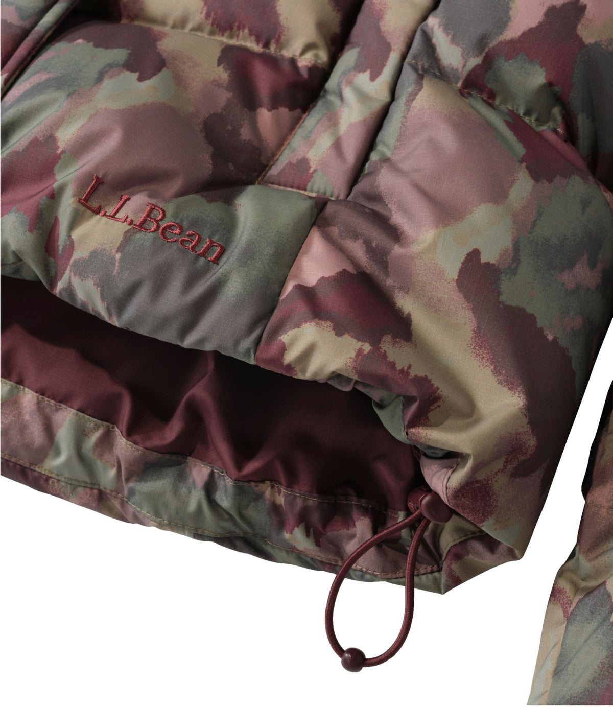 L.L.Bean Women's Popham Puffer Jacket, Print Mauve Taupe Blurred Camo
