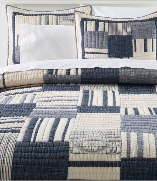 L.L.Bean Striped Patchwork Quilt Collection Indigo