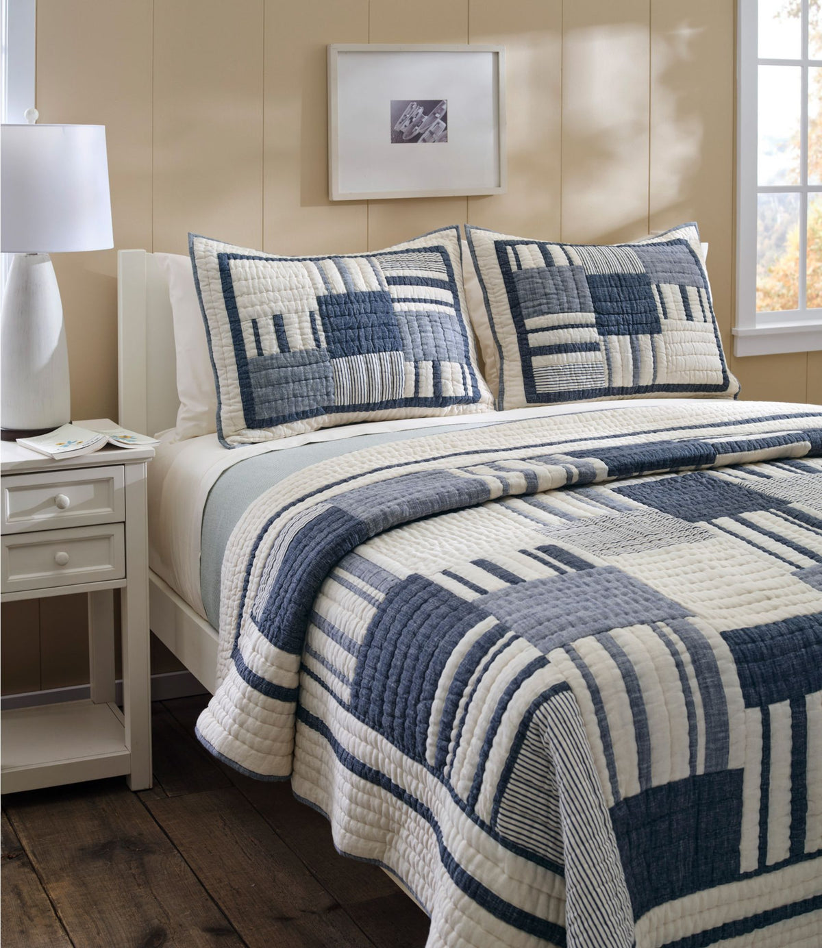 L.L.Bean Striped Patchwork Quilt Collection Indigo