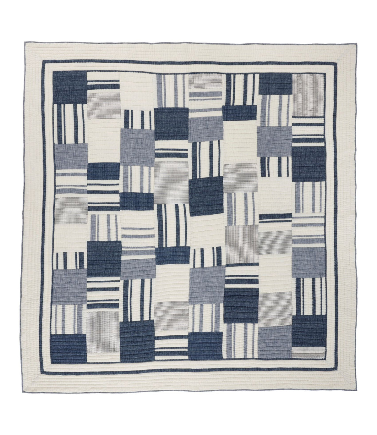 L.L.Bean Striped Patchwork Quilt Collection Indigo