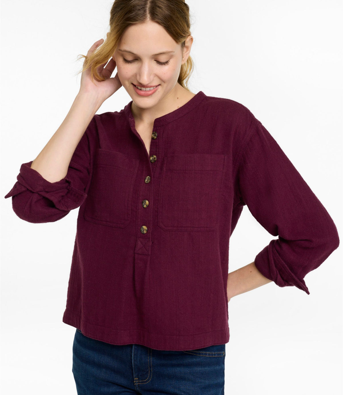 L.L.Bean Women's 1912 Field Flannel Popover Bone
