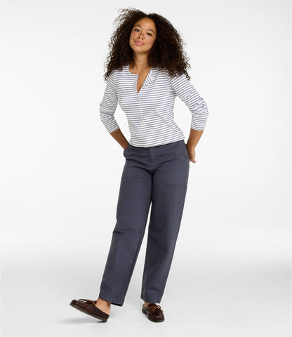 L.L.Bean Women's 207 Vintage Cotton Canvas Pants, Mid-Rise Barrel-Leg Carbon Navy