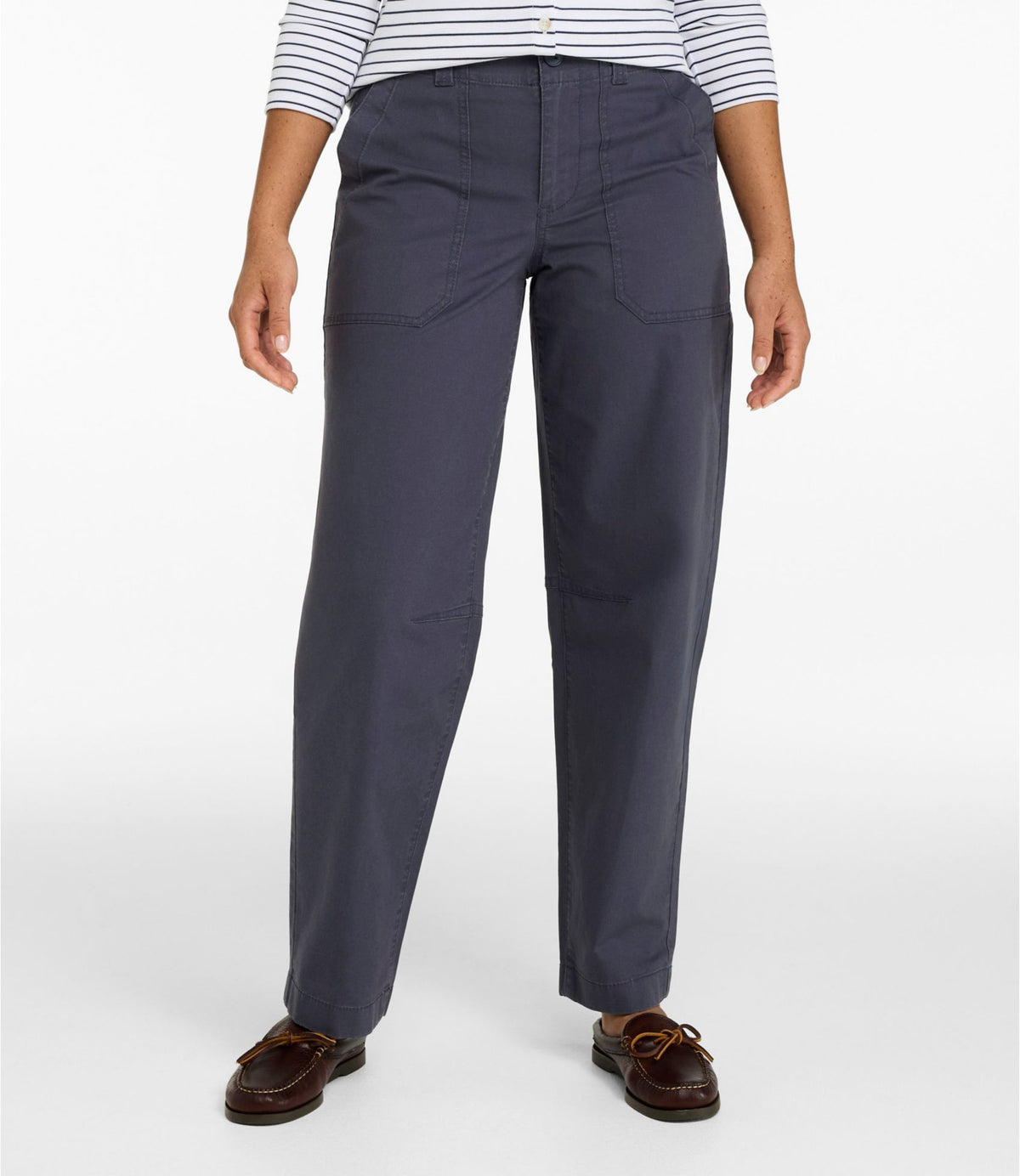 L.L.Bean Women's 207 Vintage Cotton Canvas Pants, Mid-Rise Barrel-Leg Carbon Navy