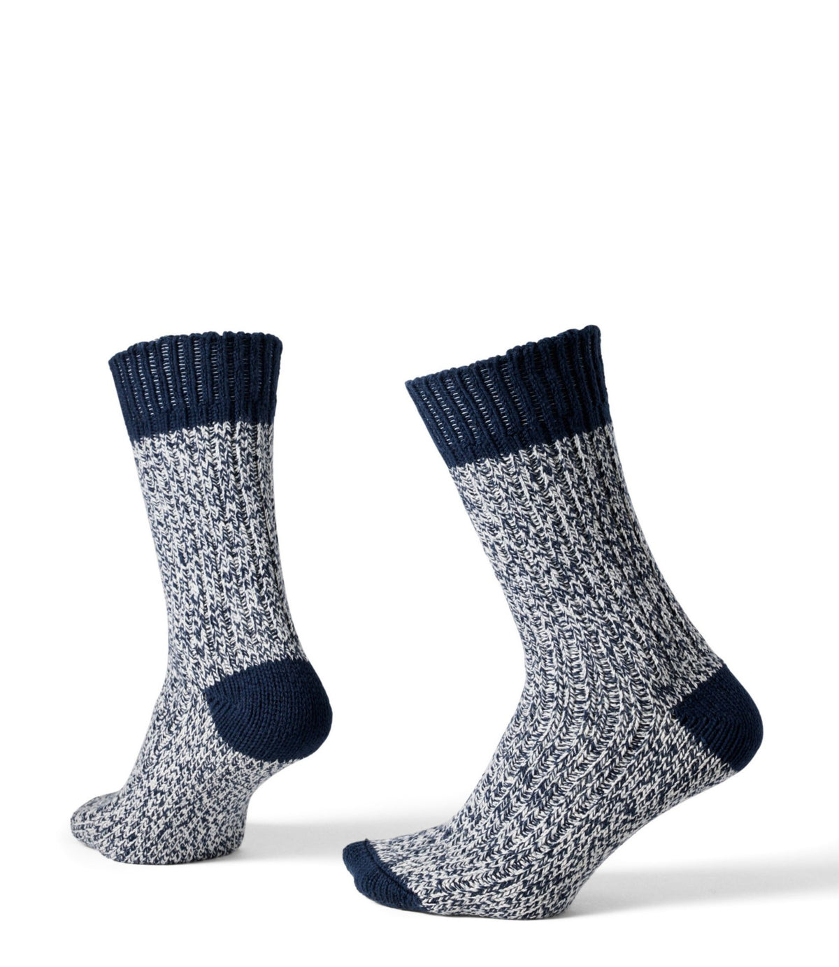 L.L.Bean Adults' Cotton Ragg Sock II Classic Navy/Natural