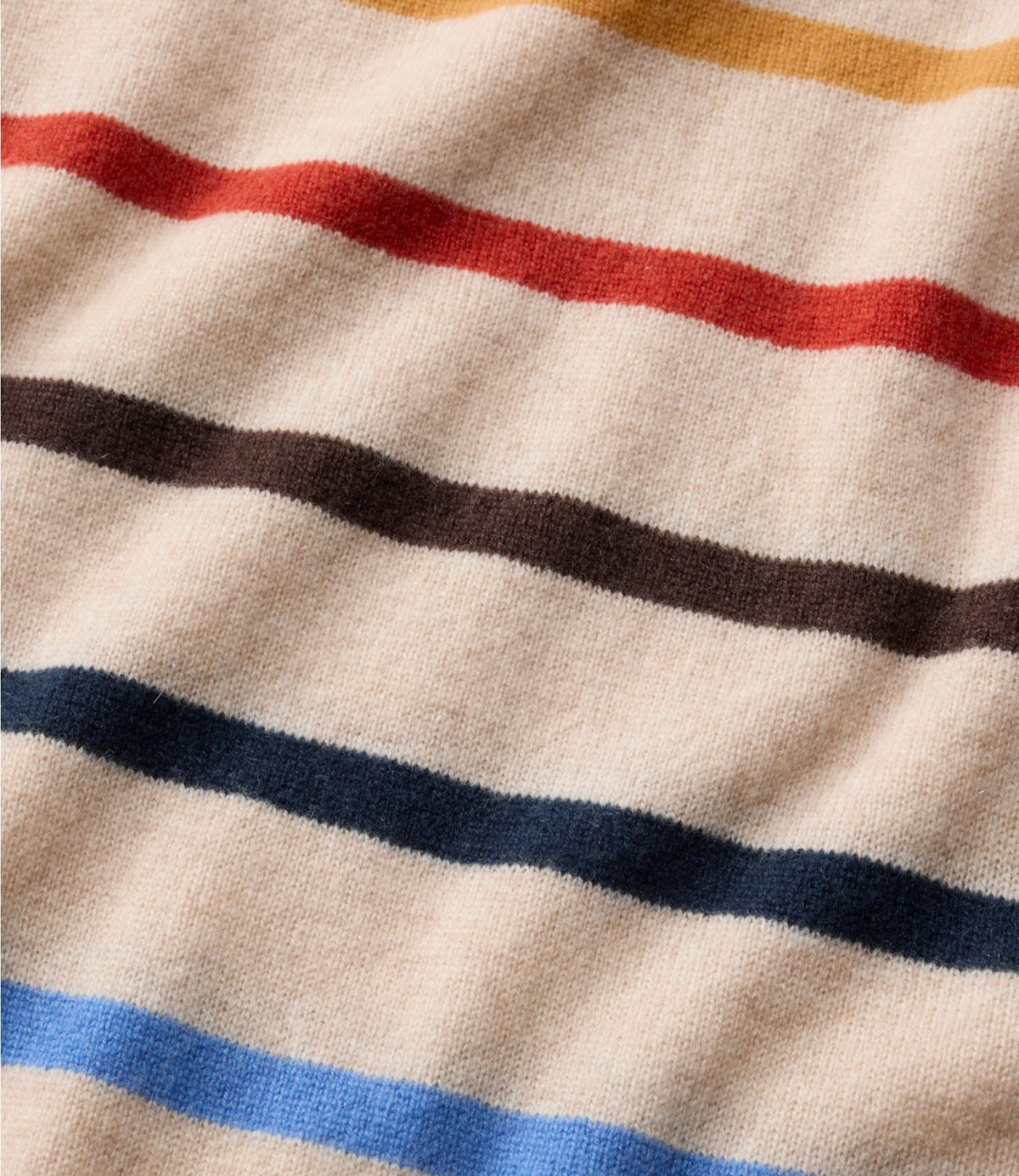 L.L.Bean Women's Classic Cashmere Sweater, Crewneck Stripe Deep Lake Multi Stripe