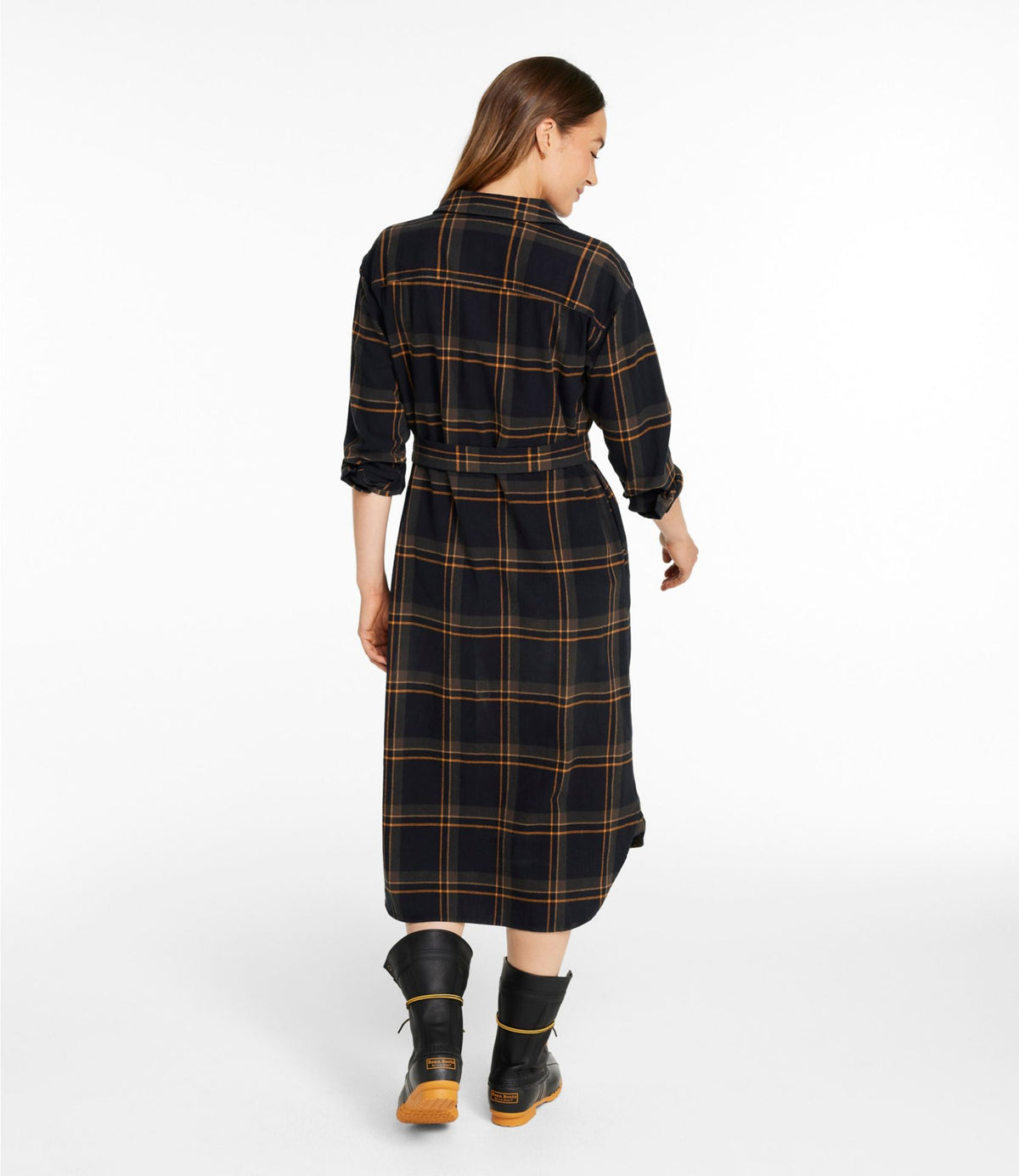 L.L.Bean Women's Signature Camp Flannel Midi Dress Vintage Plum Plaid