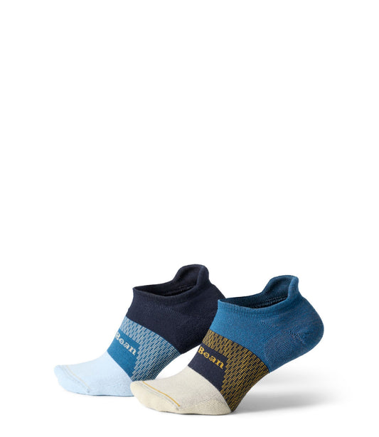 L.L.Bean Adults' Athletic Ankle Socks, 2-Pack Deep Blue/Seaboard Blue