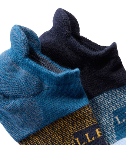 L.L.Bean Adults' Athletic Ankle Socks, 2-Pack Deep Blue/Seaboard Blue
