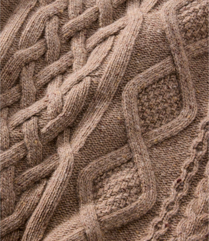 L.L.Bean Men's Signature Ragg Wool Fisherman Sweater, Shawl Collar Barley