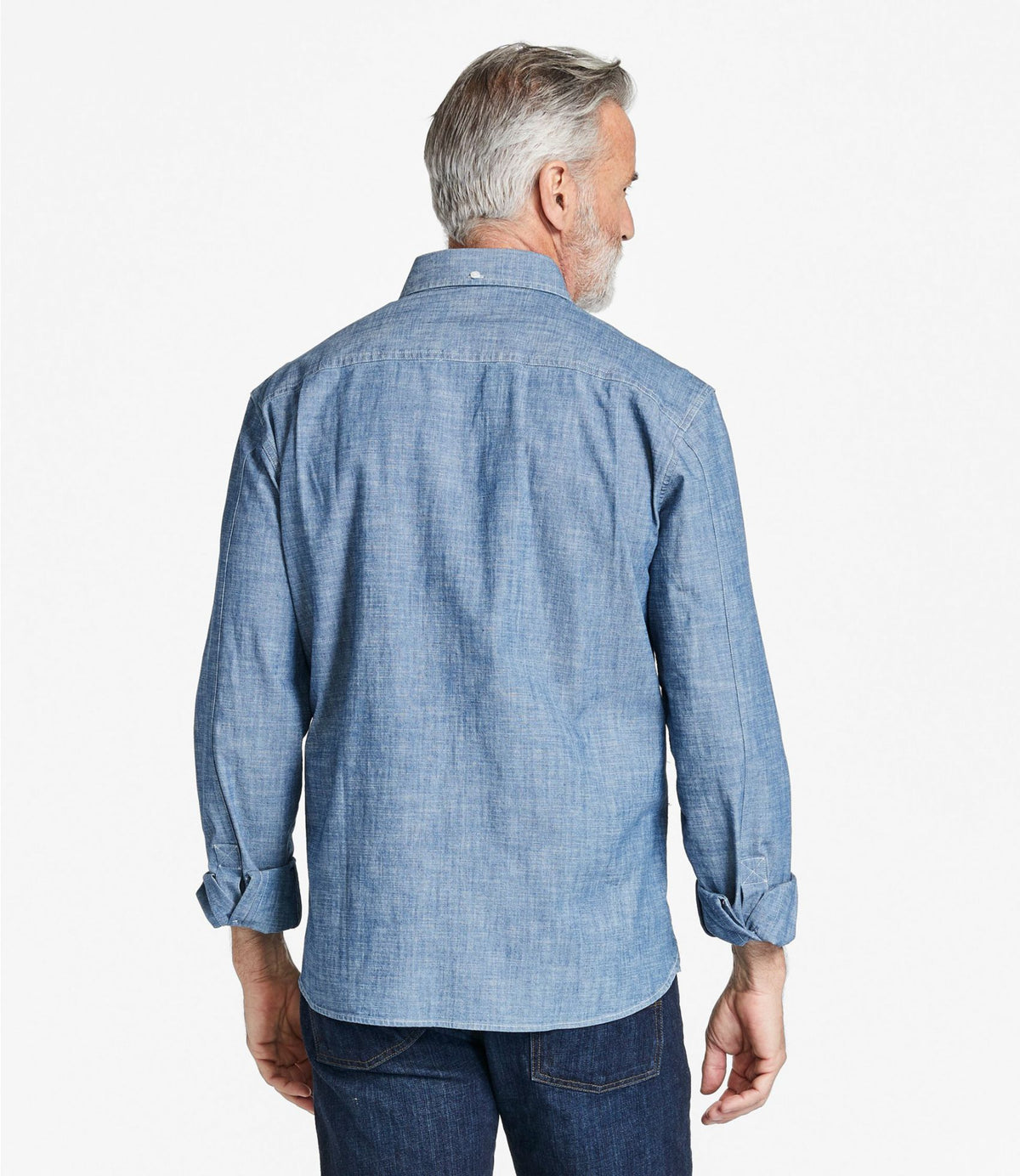 L.L.Bean Men's Comfort Stretch® Chambray Shirt, Traditional Untucked Fit, Long-Sleeve