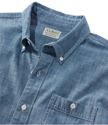 L.L.Bean Men's Comfort Stretch® Chambray Shirt, Traditional Untucked Fit, Long-Sleeve