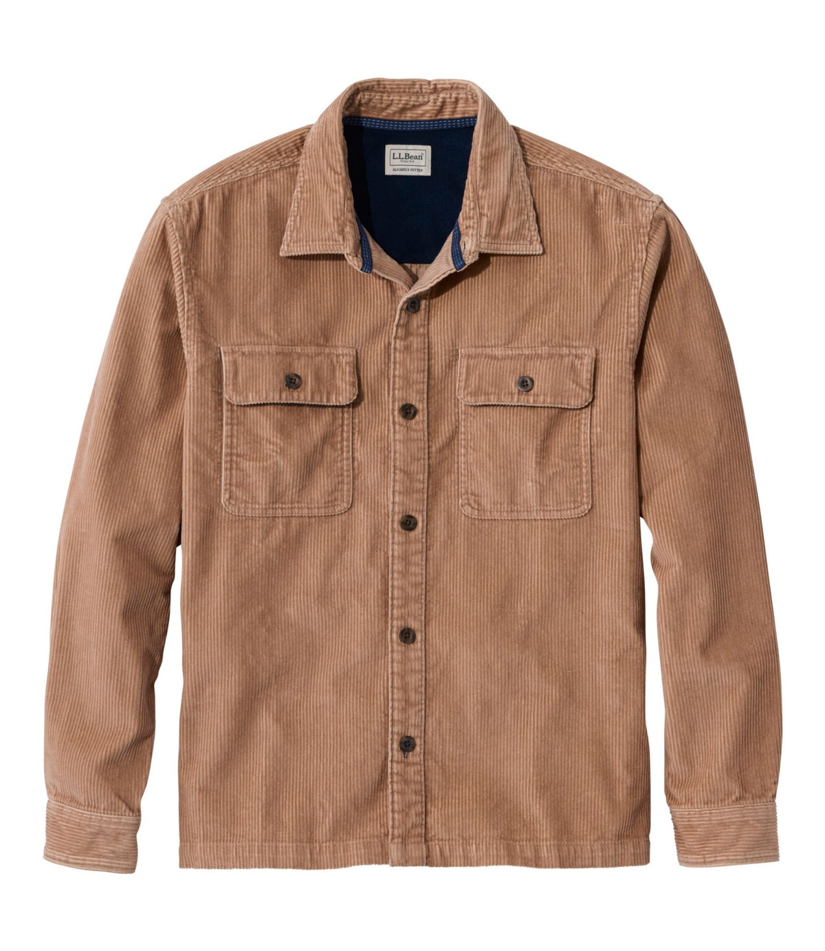 L.L.Bean Men's Rangeley Corduroy Shirt, Slightly Fitted Camel Brown