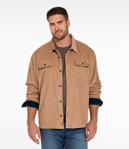 L.L.Bean Men's Rangeley Corduroy Shirt, Slightly Fitted Camel Brown