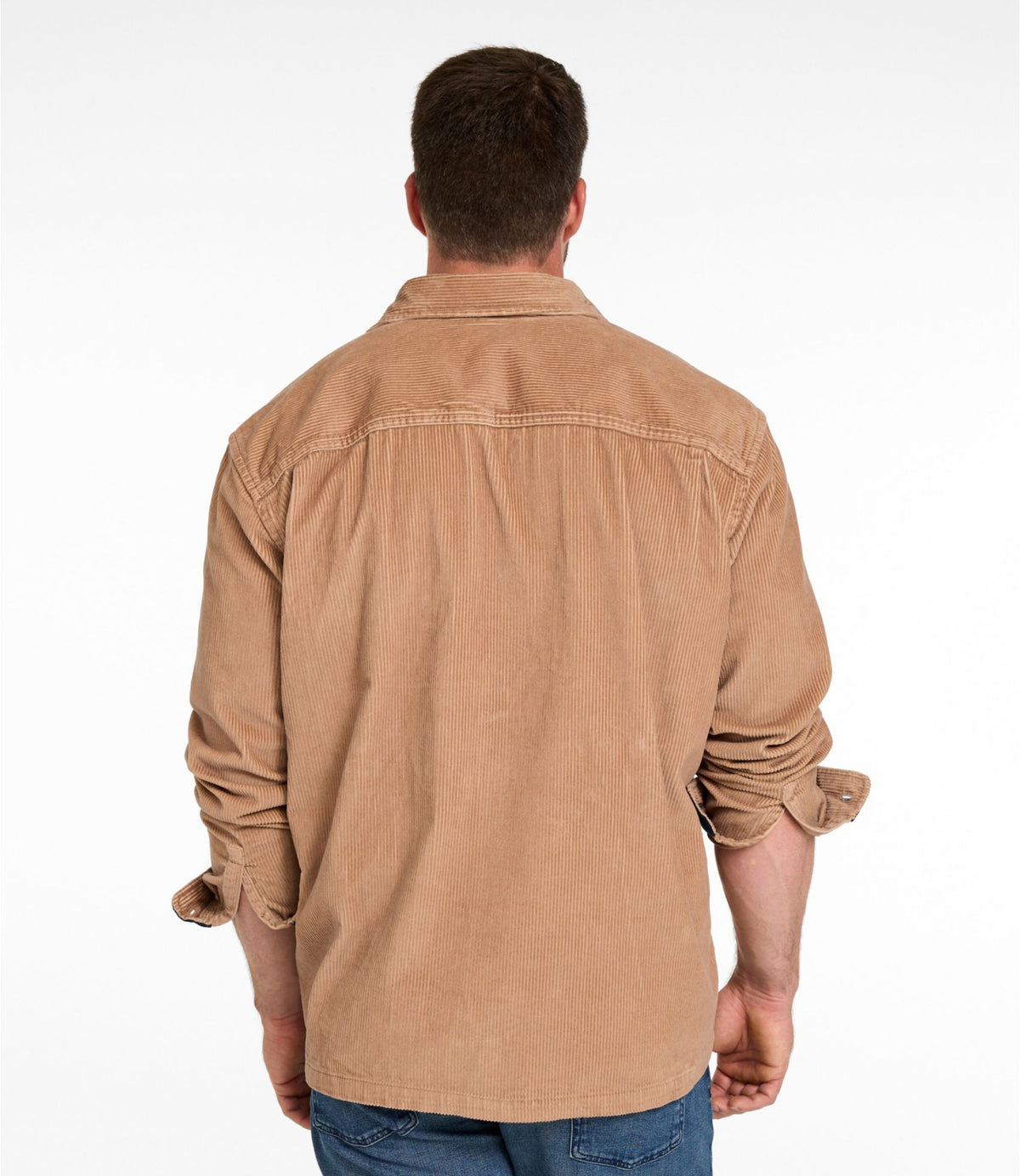 L.L.Bean Men's Rangeley Corduroy Shirt, Slightly Fitted Camel Brown