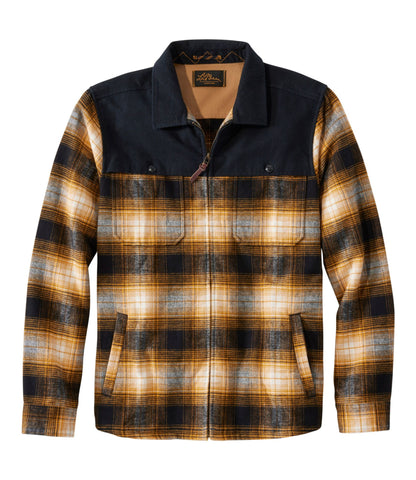 L.L.Bean Men's Signature 1965 Chamois Cloth Stag Jacket, Plaid Dark Amber
