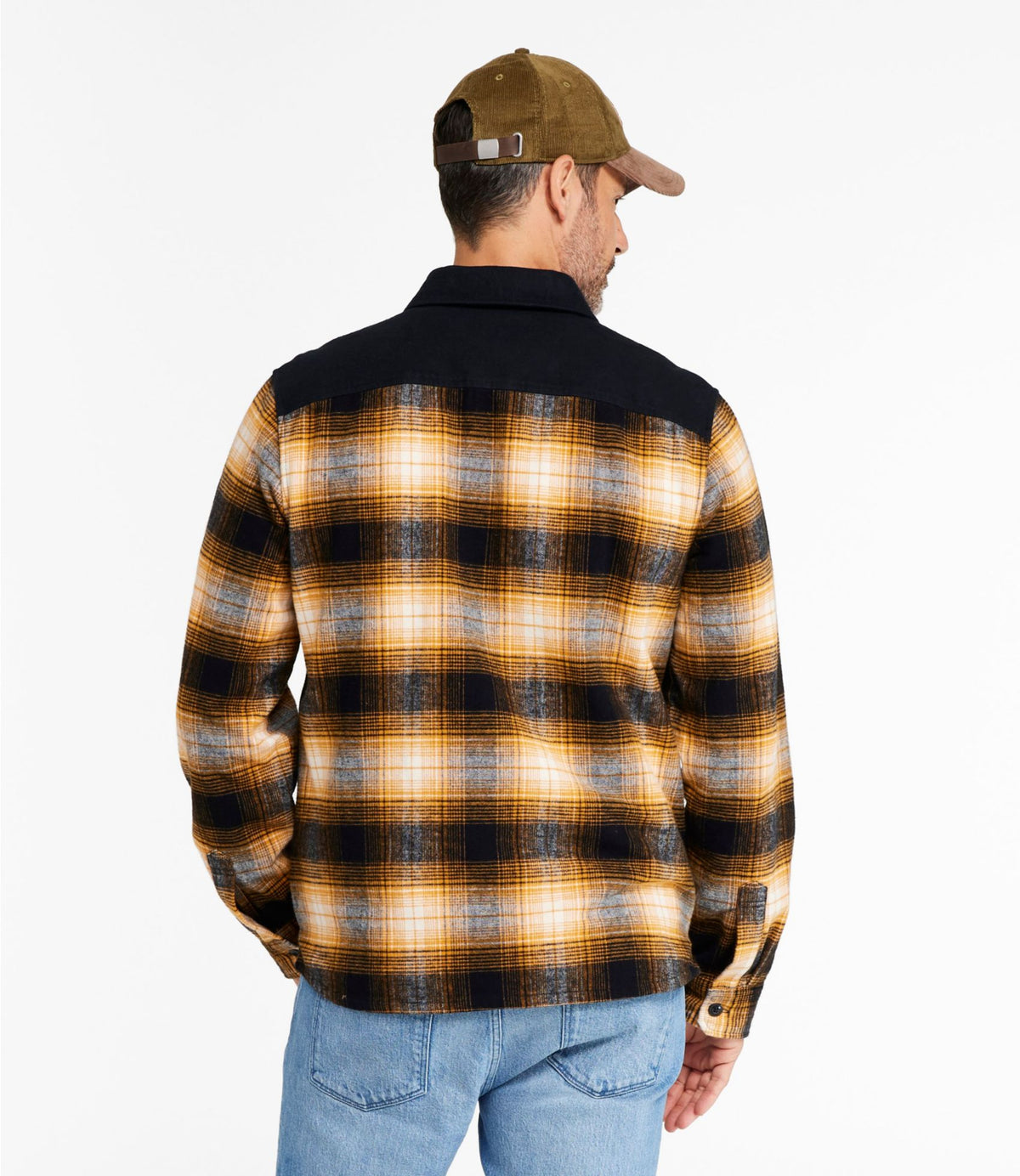 L.L.Bean Men's Signature 1965 Chamois Cloth Stag Jacket, Plaid Dark Amber