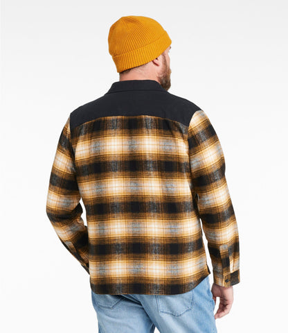L.L.Bean Men's Signature 1965 Chamois Cloth Stag Jacket, Plaid Dark Amber